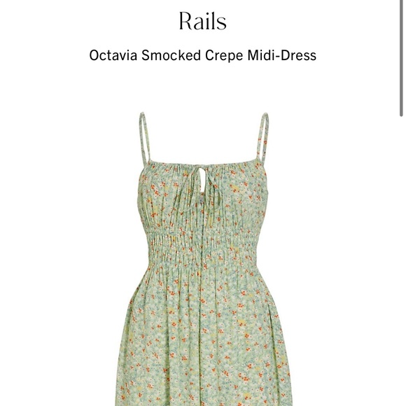 Rails Octavia Smocked Crepe Midi Dress XS - Picture 4 of 6